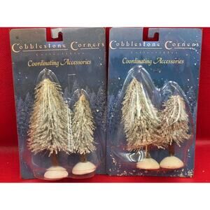 4 Cobblestone Corners Coordinating Accessories Snow Covered‎ Pine Trees